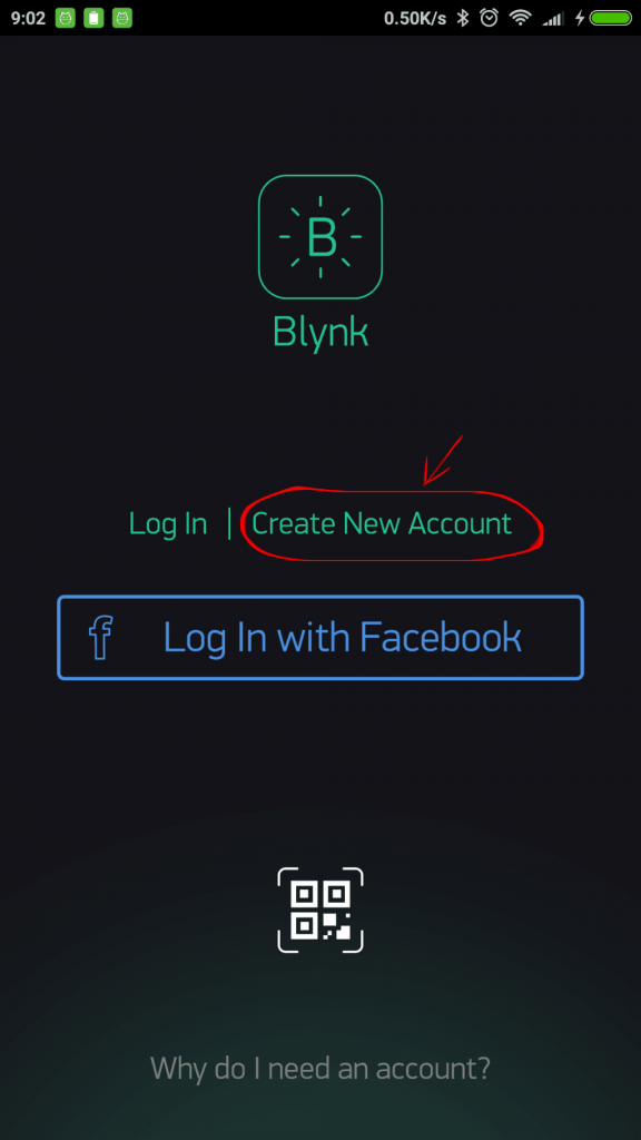 Register account - Blynk IoT app