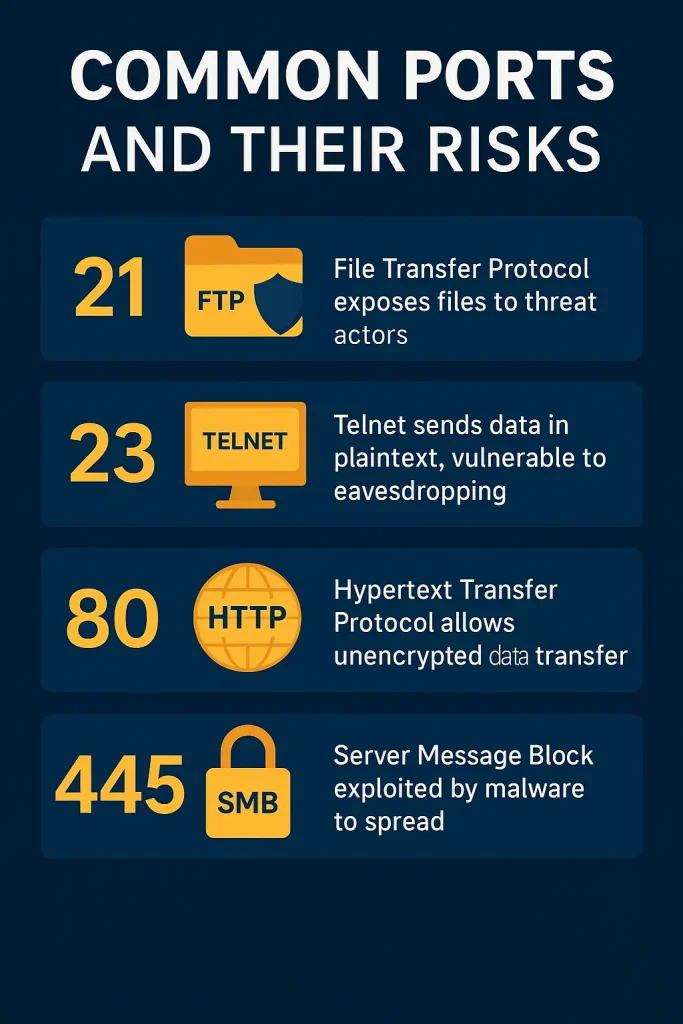 common ports and their risks vulnerabilities