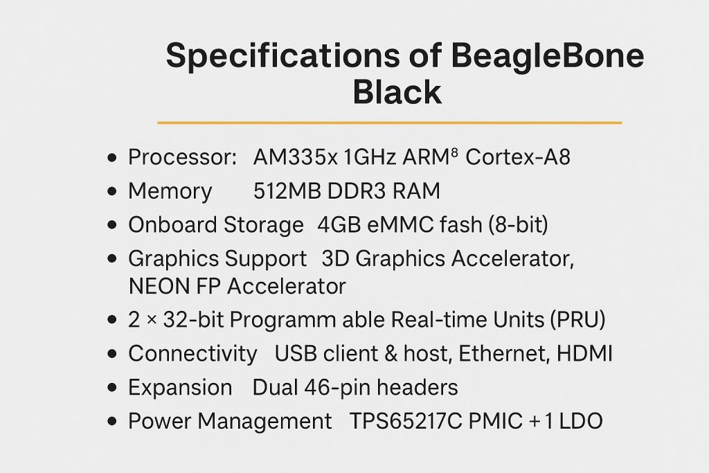 Beaglebone black specifications